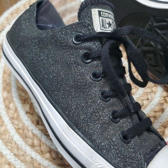 CONVERSE Chuck Taylor’s Black Glitter Unisex Lowtop Sneakers 9W/7M - Picture 6 of 10